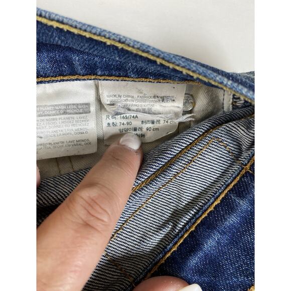 Levis 513 Jeans Mens Blue 32x29 Slim Straight Stretch Medium Wash Faded - Picture 7 of 10